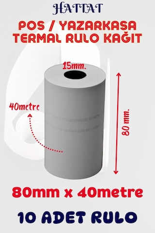 Hattat Termal Pos Rulo 10 Adet Rulo 80 MM x 40 M
