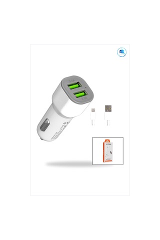 Araç Şarj Cihazı Çift Usb 3.4a 2.0a Hızlı Başlık Lightning Kablo