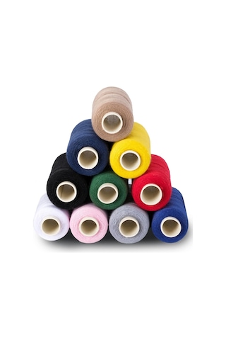 FDMSTAR 120 No Karışık Renkli Dikiş İpliği 10’lu Küçük Boy 250-300 Metre Ev Tipi Makineye Uyumlu Polyester İplik Seti
