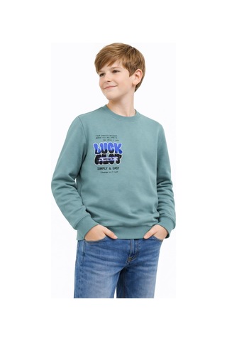 Baglan Erkek Çocuk Önü Arkası Baskılı Sweatshirt Bgl-st05237 Açık Yeşil