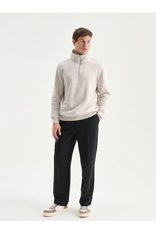 Lcw Vision Bej Fermuarlı Dik Yaka Erkek Kalın Sweatshirt