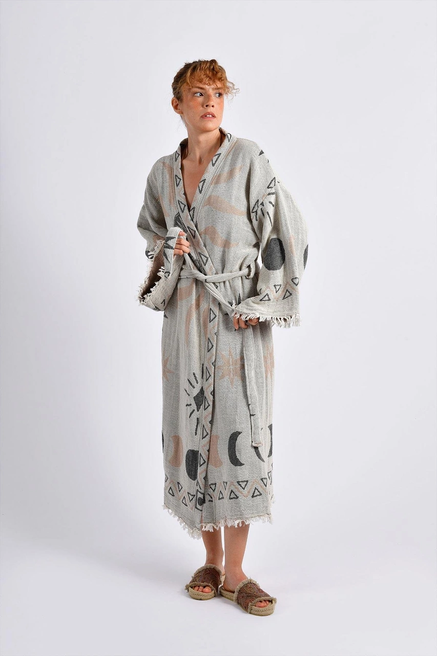 Brandsmithshop Gri- Kahverengi Sun Kimono Çok Renkli