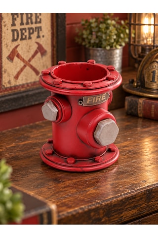 Mnk Home Dekoratif Metal Yangın Vanası Kalemlik Vintage Itfaiye Hidrantı Tasarımlı Masaüstü Organizer Ve Ofis Aksesuarı 12 Cm Kırmızı