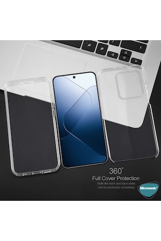 Microsonic Xiaomi Mi 14 Pro Kılıf 6 Tarafı Tam Full Koruma 360 Clear Soft Şeffaf -