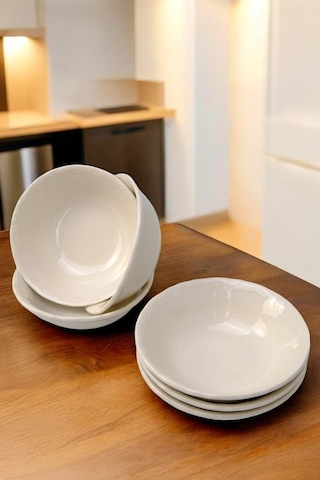 Digithome Mercan 6 Lı Porselen Servis Salata Kasesi Çerezlik 13 Cm Beyaz C1-1-421