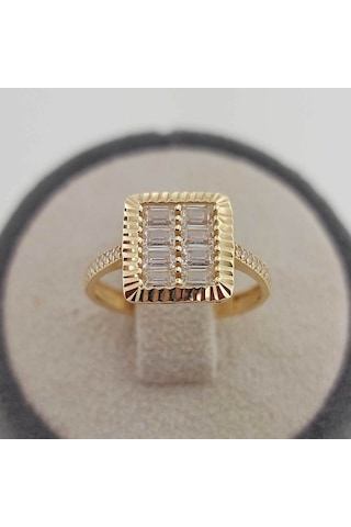 Altınbeyı Baget Taşlı Altın Yüzük 14 Ayar 2.30 Gram Abyyzk0150