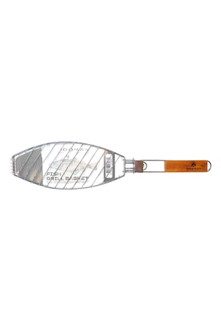 Dooman 4'lü Paslanmaz Çelik Balık Izgara Teli Ahşap Saplı 30x13 Cm Izgara Alanı - 318g