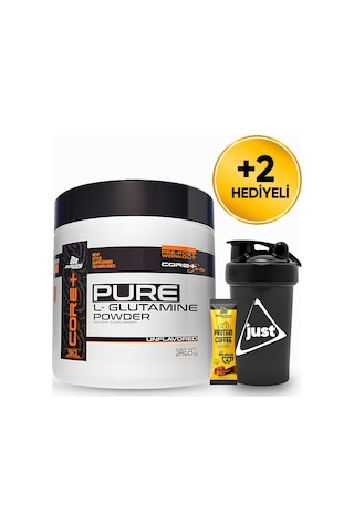 Mustang Nutrition Core+ Pure L-glutamine Powder 250 Gr Glutamin 50 Servis + Shaker + Protein Kahve Hediyeli Aromasız