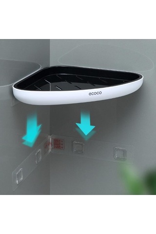 Novahub Gri Mengnı Köşe Depolama Rafı, Banyo Organizatörü, Ev Boşaltma, Tuvalet Aksesuarı, Kullanışlı Raflar, 32x22.2x6cm, Gri/siyah Gri