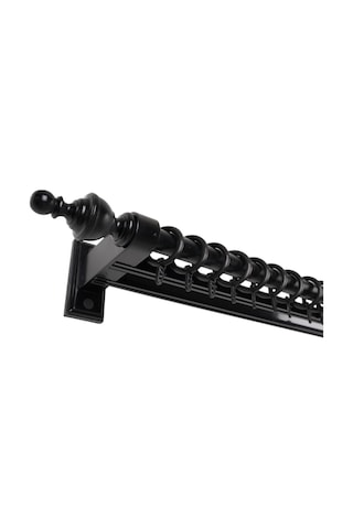 Boni Modern Rustik Ahşap Rustik Perde Askısı Çift Raylı-siyah 325 Cm Siyah