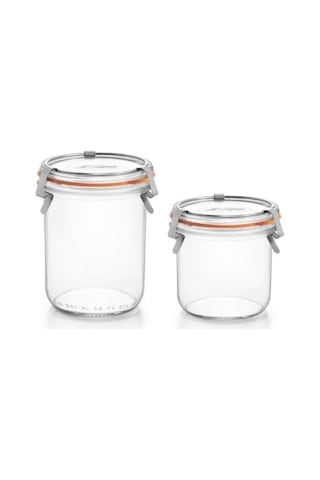 Klipsli 2'li Cam Kavanoz Seti 1 Adet 580 Ml - 1 Adet 425 Ml Çok Renkli