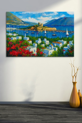 Bodrum Kalesi Dekoaratif Manzara Yağlıboya Efektli Kanvas Tablo 7 Farklı Ölçü