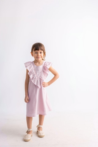 Oliventhekid Etek Ucu Ve Arkası Dantelli Elbise Pembe Pembe