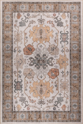 Foldy Vintage Desenli Dokuma Taban Dekoratif Kahverengi Halı Fl 35 Kahverengi 2