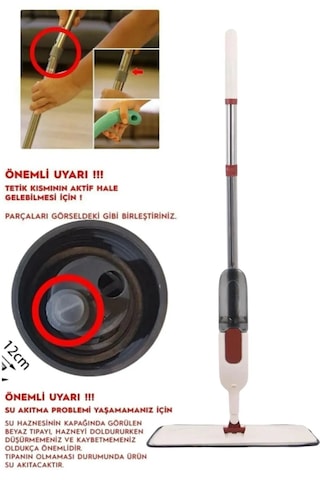 Reoona Spin Mop Sprey Mop Deterjan Hazneli 4 Adet Moplu Spreyli