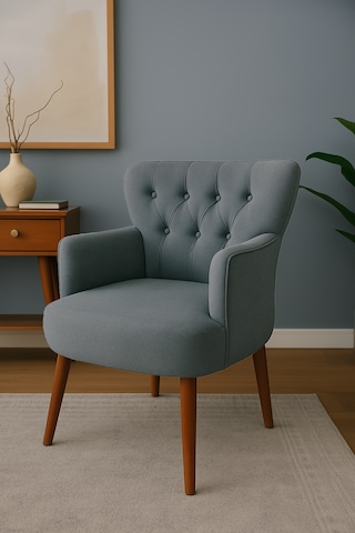 Roma Berjer - Modern Tekli Koltuk - Babyface Kumaş - Gri