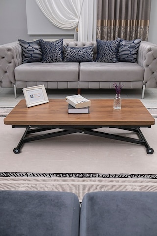 Home Üst Tabla Mdf Ceviz Oval Köşe Alt Ayak Siyah