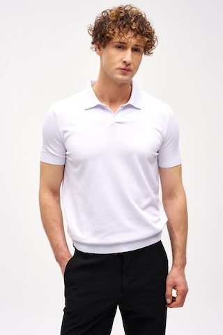 Beyaz Slim Fit Dar Kalıp Polo Yaka Düz Kısa Kollu Triko Tişört-16331 Beyaz