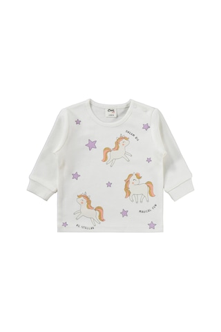 Civil Baby Unicorn Nakışlı Hırkalı 6-18 Ay Takım - Pudra