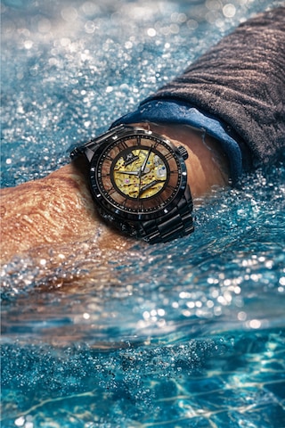 Kronen&söhne Mechanon Siyah Çelik Gold Skeleton Otomatik Mekanik Erkek Kol Saati Altın - Siyah