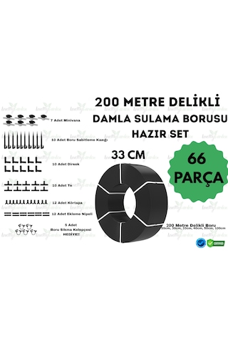 Lovemygarden 400 Metre Kendinden 33cm Delikli Damla Sulama Borusu Ve Mega Sulama Seti - Ø16 Mm