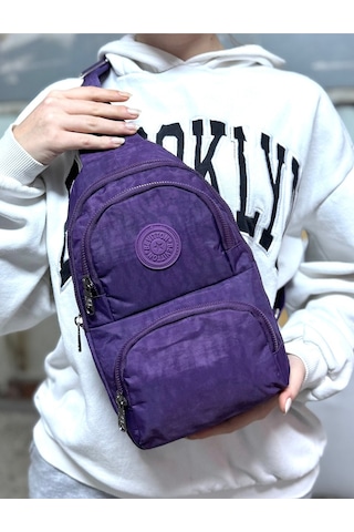 Su Geçirmez Kumaş Mor Unisex Body Bag Çapraz Omuz Çantası Mor
