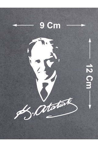 Mustafa Kemal Atatürk Silüet - Atatürk Imza Sticker - Araba Oto Motosiklet Karavan Araç Sticker Etiket - 00565 12x9 Cm