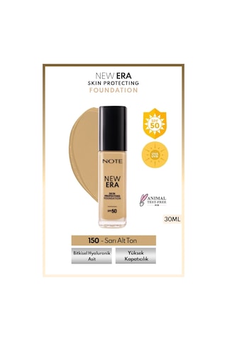 Note Cosmetique New Era Skin Protecting Spf 50 Nemlendirici Etkili Hyaluronik Asitli Fondöten - 150 Medium Beige