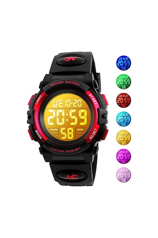 Çocuklar İçin Dijital Spor Saati Erkek Kız Erkek Su Geçirmez Günlük Elektronik Analog Kuvars 7 Renkli Led Saatler Alarm Kronometre Silikon Bantlı Aydınlık C Diğer