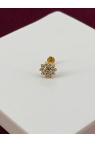 Güneş Şekilli Ve Taşlı Gold Piercing Gold