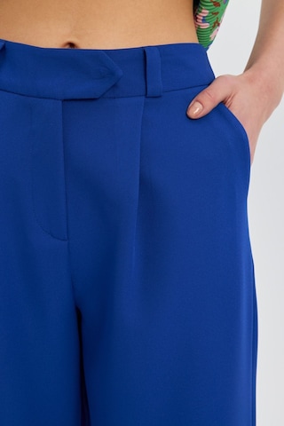 Stella Pulvis Mavi Yüksek Bel Wide Leg Krep Pantolon Mavi