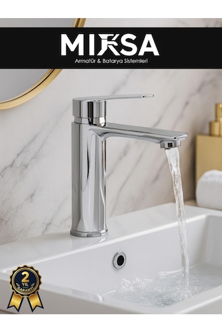 Krom Sabit Gövde Lüx Banyo Lavabo Musluğu Bataryası