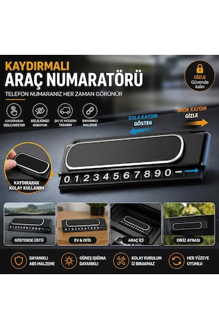 3b Trend Kaydırmalı Fosforlu Araç Telefon Numaratörü Gizlenebilir Otopark Torpido Üstü Numaratör
