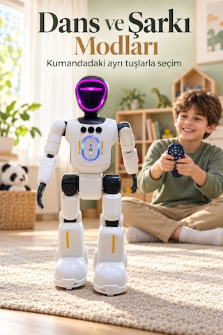 Işıklı Robot Oyuncak Renkli Yüz Ve Göğüs Aydınlatmalı Düz Renkli