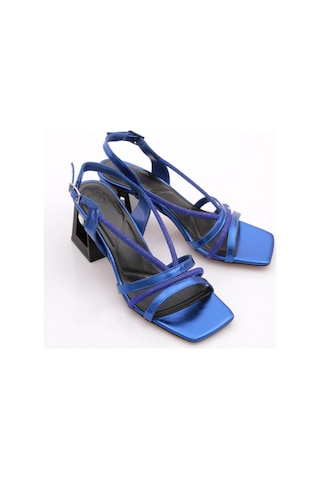 Dgn 618 Kadin Silver Taşli Bantli Topuklu Sandalet Saks Açma