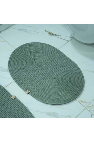 Zengin Supla 2'li Banyo Paspas Set Su Yeşili