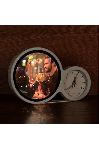 Kişiye Özel Fotoğraf Baskılı Saatli Sihirli Led Ayna