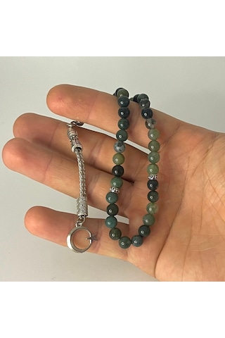 Sertifikalı Yosunlu Akik 6mm 33lük Doğal Taş Tesbih