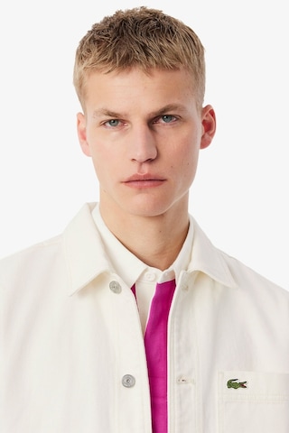 Lacoste Men's Oversized Fit Cream Shirt Bol Kesim Erkek Denim Gömlek Krem