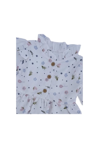 Çiçekli Mevsimlik Uzun Kol Kız Çocuk Elbise 001