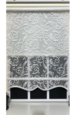 Çift Mekanizmalı Ekru Beyaz Tül Perde Ve Ekru Stor Perde Stb45251-v01