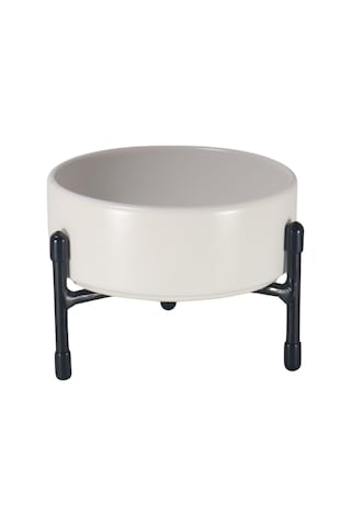 Evcil Hayvanlar İçin Seramik Mama-su Kabı Yüksekliği Ayarlanabilir Metal 3 Ayaklı Standı İle Beyaz