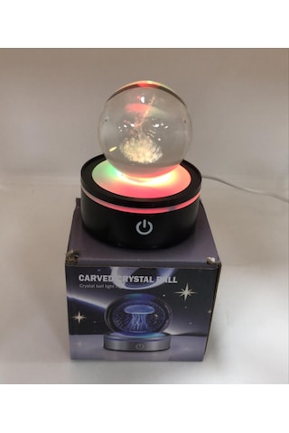 3d Lazer İşlemeli Rgb Işıklı Kristal Küre Gece Lambası Çok Renkli