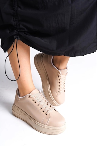 Mevese Sofia Bağcıklı Rahat Taban Kadın Casual Sneaker Ayakkabı - Ten