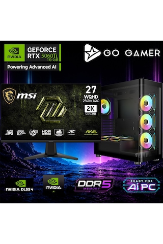 Go Gamer AE818DP R9-9900X 32 GB 1 TB SSD RTX5060Ti 16 GB 27" Free Dos Oem Paket Masaüstü Oyuncu Bilgisayarı