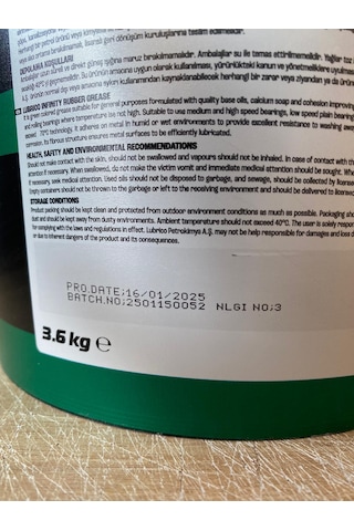 Lubrico Yeşil Renk Kauçuklu 3600 G