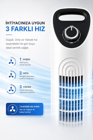 Ev-30 Kule Tipi Vantilatör Sessiz Çalışma Şık Ve Modern Tasarım Ev Ve Ofis Kullanımı