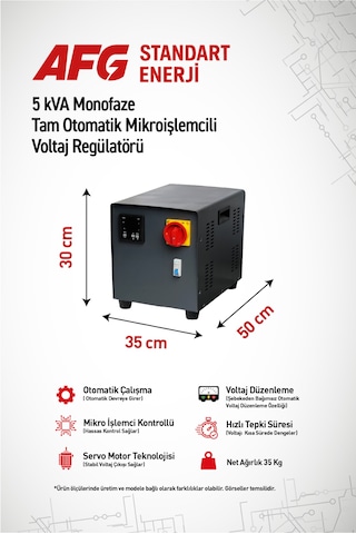 5 Kva Monofaze Tam Otomatik Mikroişlemcili Voltaj Regülatörü