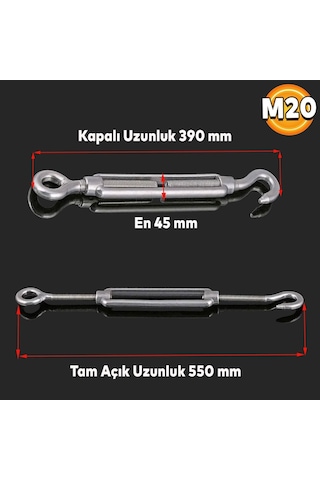 Çelik Kanca Yük Halat Gerdirme Galvenizli Paslanmaz M20 Çok Renkli