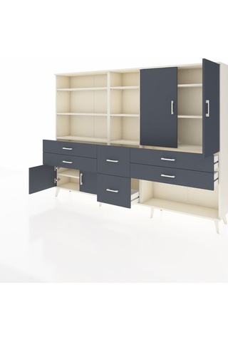 Arges Dolap 10 Raflı 6 Çekmeceli 4 Kapaklı 220x30x163 Aytaşı-antr Aytaşı-antrasit